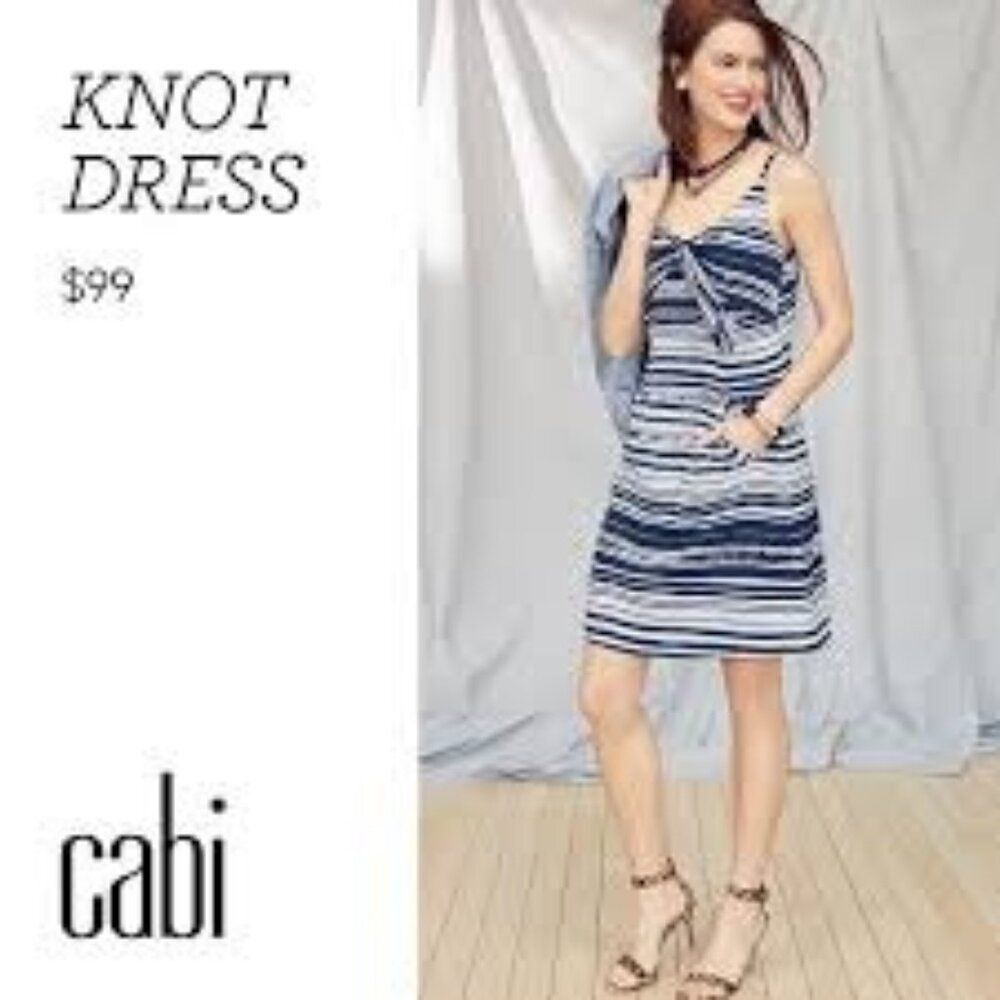 Cabi Yacht Cruise Knot Women’s Blue White Striped Sleeveless Dress Size S